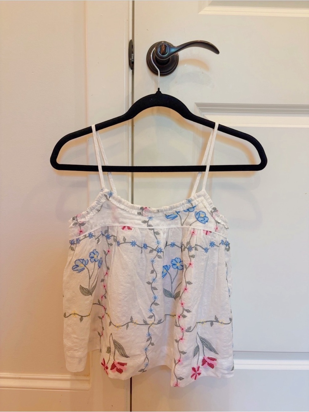 wild fable White Floral Embroidered Cami with Blue and Pink Accents